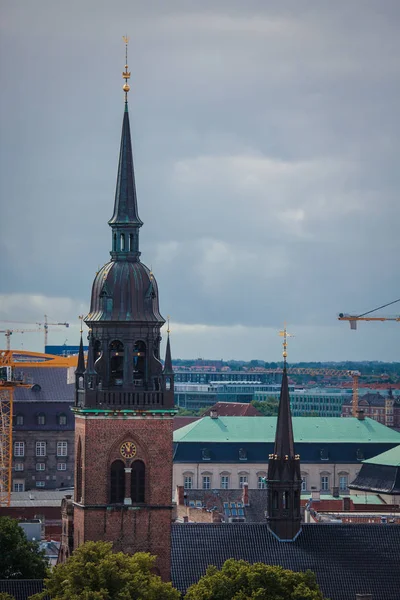 Copenhague Ville Des Flèches Paysage Urbain Avec Église Saint Esprit — Photo