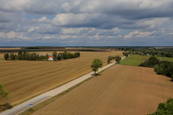 Felder Und Wiesen Rund Die Kleinstadt Krekenava Litauen Blick Vom — Stockfoto