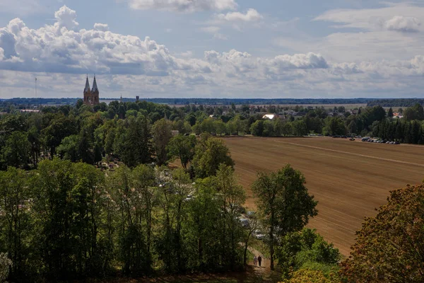 Felder Und Wiesen Rund Die Kleinstadt Krekenava Litauen Blick Vom — Stockfoto