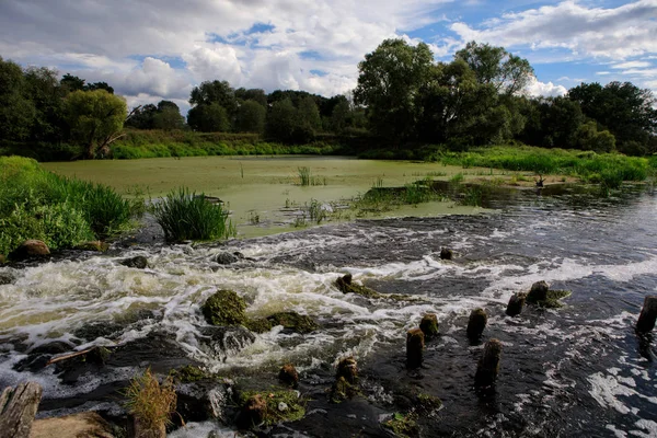 Presa Casa Molino Slabada Río Nevezis Cerca Krekenava Lituania —  Fotos de Stock