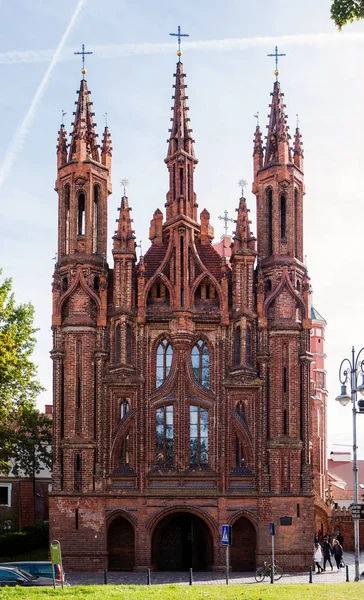 Vilnius Lithuania September 2018 Facade Church Anne Prominent Landmark Old — Stock Photo, Image