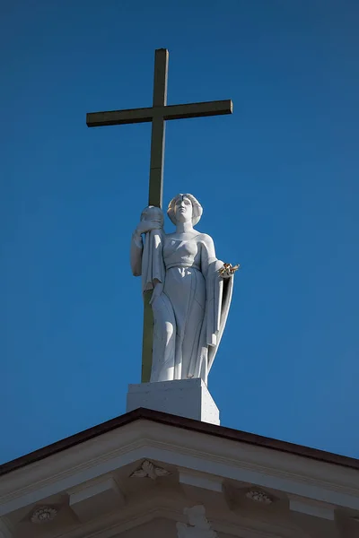 Sculpture Sainte Hélène Sur Fronton Cathédrale Vilnius Vilnius Lituanie — Photo