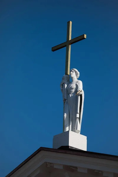 Sculpture Sainte Hélène Sur Fronton Cathédrale Vilnius Vilnius Lituanie — Photo