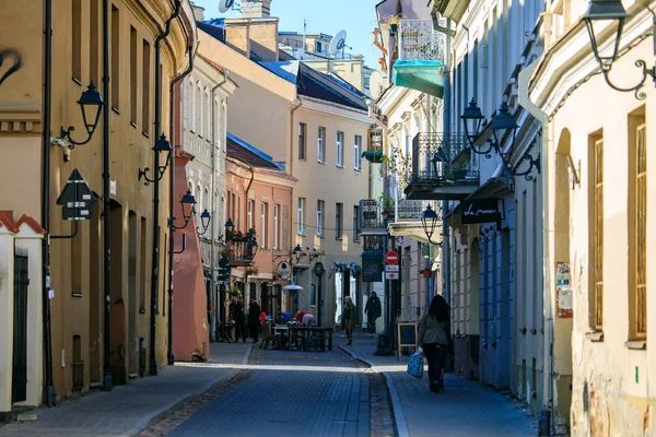 Vilnius Litva Října 2018 Lidé Pěšky Ulicí Saviciaus Malebné Ulice — Stock fotografie