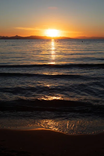 Puesta Sol Romántica Mar Egeo Grecia — Foto de Stock