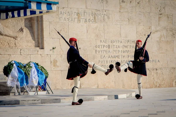 Atény Řecko Října 2018 Střídání Stráží Hrobu Neznámého Vojína Nachází — Stock fotografie