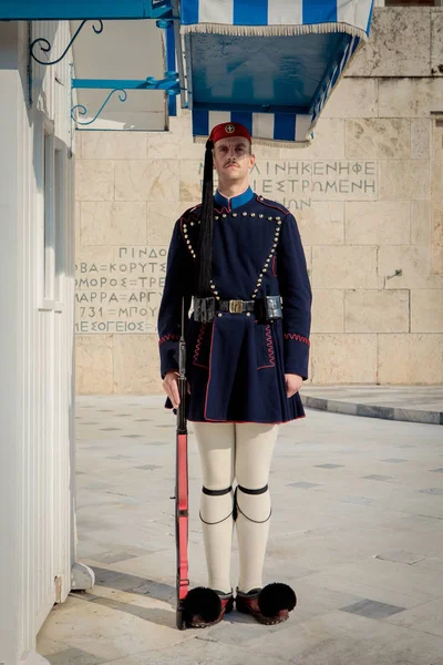 Athen Griechenland Oktober 2018 Wachablösung Vor Dem Grab Des Unbekannten — Stockfoto