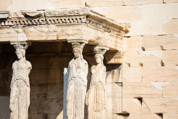 Pórtico Dos Cariátides Erechtheion Templo Grego Antigo Lado Norte Acrópole — Fotografia de Stock