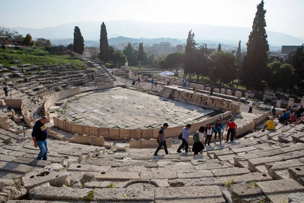Ateny Grecja Października 2018 Starożytny Grecki Amfiteatr Teatr Dionizosa Eleuthereus — Zdjęcie stockowe