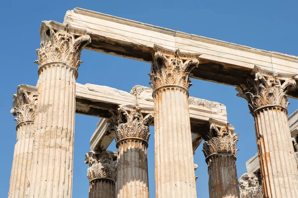 Ordem Coríntia Decorados Pilares Templo Zeus Olímpico Atenas Grécia — Fotografia de Stock