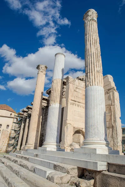 Pillars Courtyard Hadrians Library Athens Greece — Stock Photo, Image