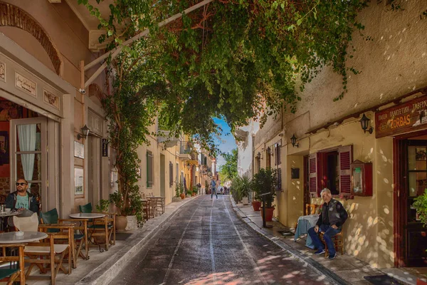 Athens Griekenland Oktober 2018 Straten Van Anafiotika Een Schilderachtige Kleine — Stockfoto