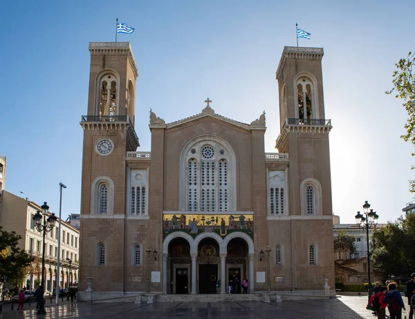 Ateny Grecja Października 2018 Metropolitan Katedra Zwiastowania Lub Metropolii Głównym — Zdjęcie stockowe