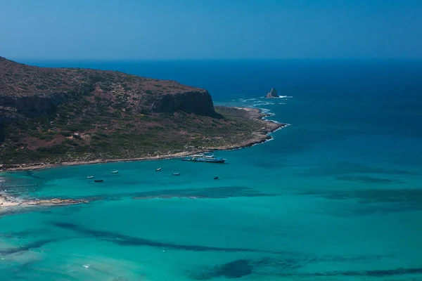Lagune Balos Sur Île Crète Grèce Les Touristes Détendent Baignent — Photo