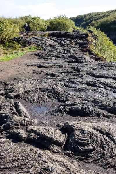 Paysage Volcanique Islande Champ Lave Noir — Photo