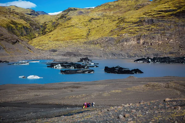 Solheimajokull Lodowiec Południowej Islandii Szybko Topnieje Powodu Ocieplenia Temperaturach Spowodowanych — Zdjęcie stockowe