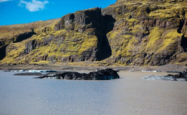 Solheimajokull Lodowiec Południowej Islandii Szybko Topnieje Powodu Ocieplenia Temperaturach Spowodowanych — Zdjęcie stockowe