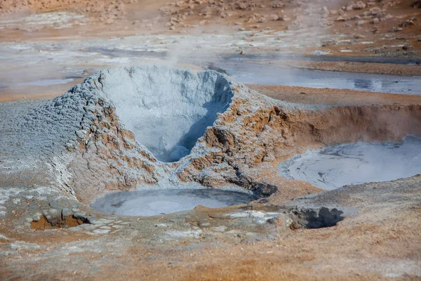 Mudpots Dans Région Géothermique Hverir Islande — Photo