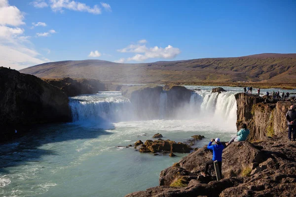 Godafoss Zlanda Eylül 2018 Godafoss Şelale Güneşli Yaz Gün Zlanda — Stok fotoğraf