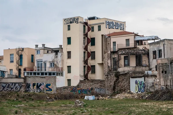 Atenas Grécia Outubro 2018 Casas Antigas Pobres Coração Atenas — Fotografia de Stock