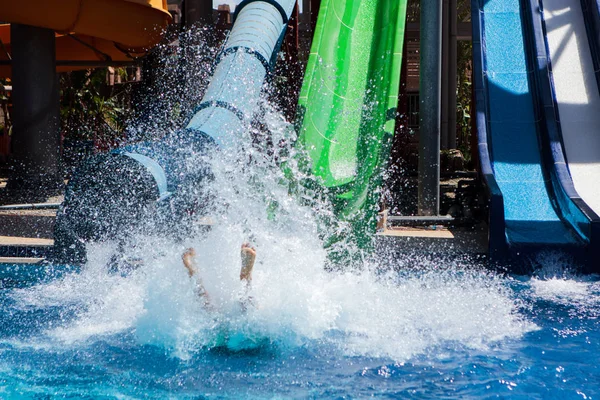 Colourful plastic slides in aquapark — Stock Photo, Image