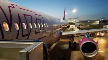 Luton, İngiltere 'deki Luton Havaalanı' nda Wizz Air uçağı.