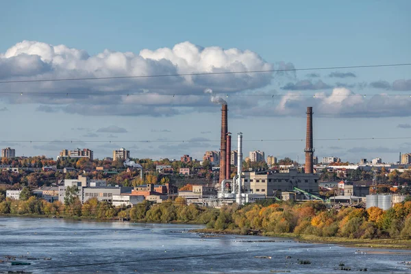 Parte Industrial Ciudad Kaunas Cerca Del Río Nemunas Vista Desde — Foto de Stock