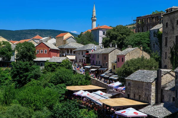 Mostar Bosnië Herzegovina Juli 2019 Landschappelijk Uitzicht Vanaf Mostar Brug — Stockfoto
