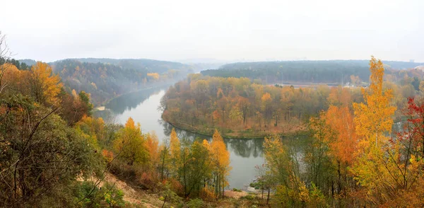 Neris Rivier Bocht Herfst Gezien Vanaf Lazdynai Vilnius Litouwen — Stockfoto