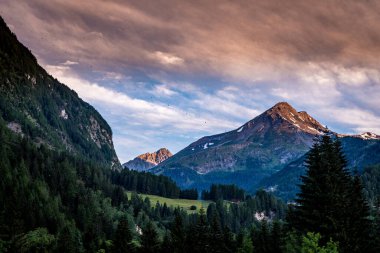Avusturya 'daki Grossglockner dağları vadisi. Sabah erkenden