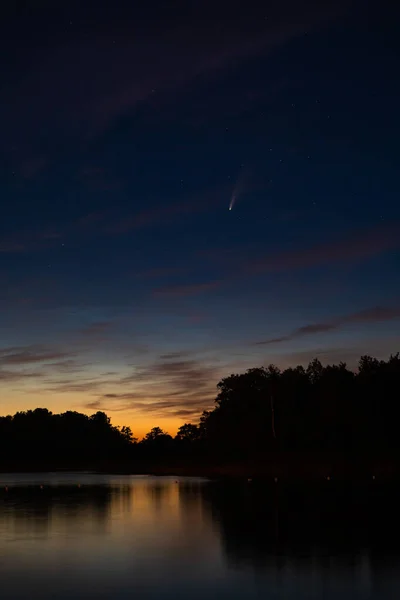 Neowise Comet Lake Galve Trakai Lithuania — Stock Photo, Image