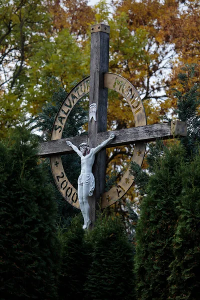 Vilnius Litauen Oktober 2017 Religiöses Kreuz Mit Jesus Christus Figur — Stockfoto