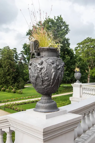 Palanga Litauen Juli 2020 Vas Med Blommor Tiskeviciai Palace Omgiven — Stockfoto