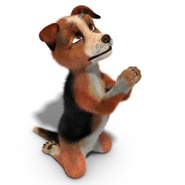 Dog praying on his knees clipart