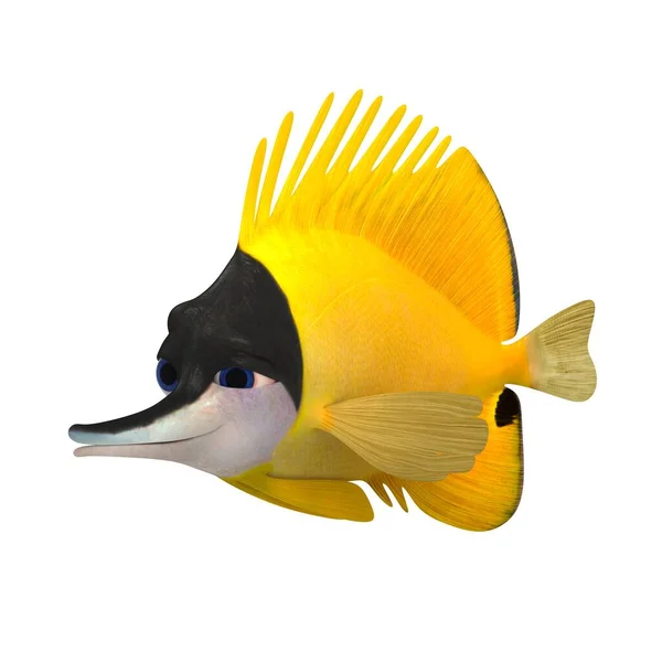 Тривимірна Ілюстрація Мультяшної Акваріумної Риби Форсігера Флавісімус — стокове фото