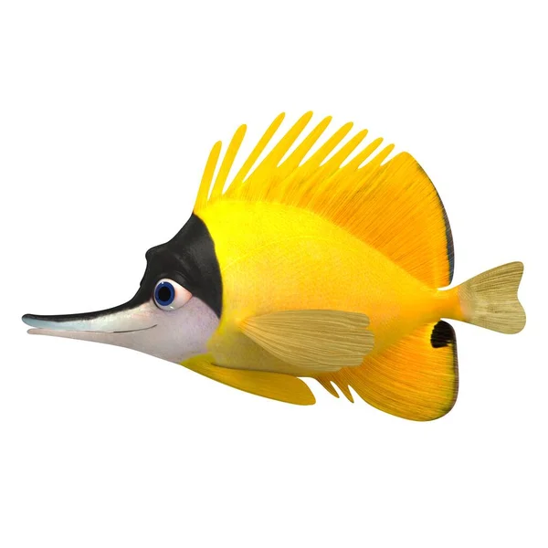 Тривимірна Ілюстрація Мультяшної Акваріумної Риби Форсігера Флавісімус — стокове фото