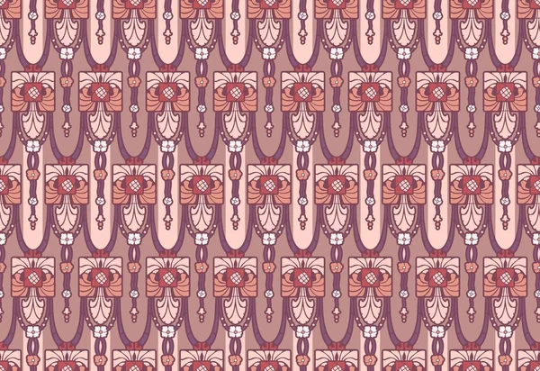 Arts and Crafts style seamless wallpaper in rose and mauve colors