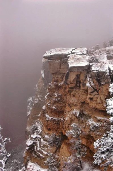 Sleet Neve Amanhecer Frio Grand Canyon — Fotografia de Stock