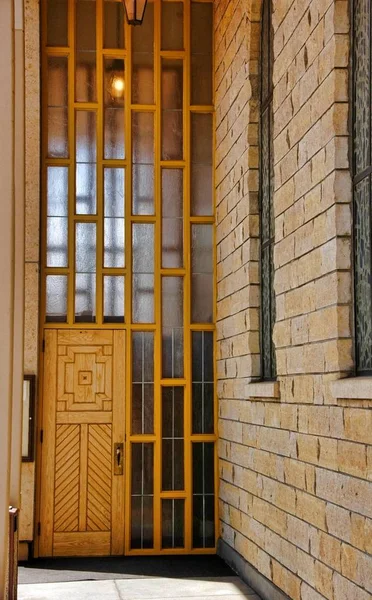 Side Door Church Sixties Style Windows Door Eighteenth Century Stonework — Stock Photo, Image