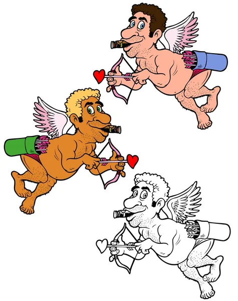 Hard Working Cupid Variations — Stock Vector