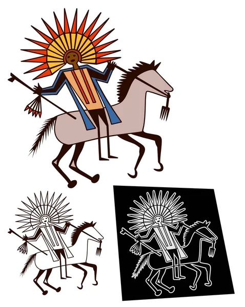 Всадник Рок Искусства Поставляется Бонусным Контуром Обратной Трафаретной Версией — стоковый вектор