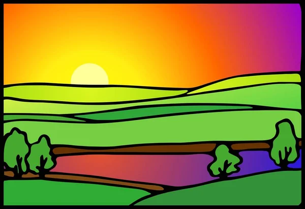 湿地上的日落 — 图库矢量图片