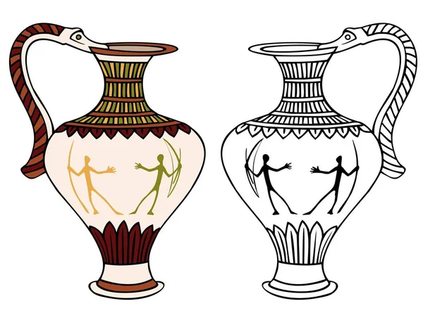 Antica Ceramica Mediterranea Con Bonus Nero Versione Contorno — Vettoriale Stock