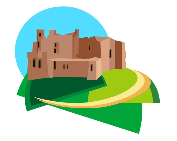山顶上的中世纪城堡 — 图库矢量图片