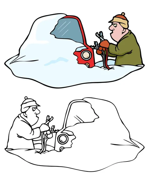 Стрибайте Починаючи Машину Холодну Погоду Глибокий Сніг Поставляється Бонусною Версією — стоковий вектор