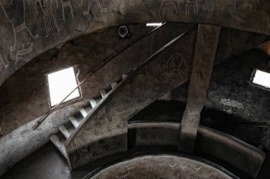 Spiral stairs in a Wizard's tower.  clipart