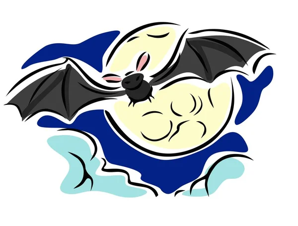 Bat Full Moon Night — Stock Vector