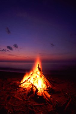 Lake Superior Campfire  in northern Michigan clipart