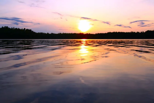 Piękny Zachód Słońca Nad Jeziorem Buffalo Northwoods Wisconsin — Zdjęcie stockowe