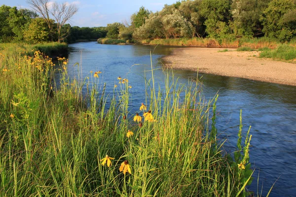 Kishwaukee River Flows Illinois Beautiful Day — Stock Photo, Image
